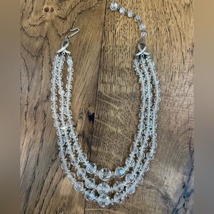 Vintage 1950-1960s Three Strand Aurora Borealis Beaded Necklace